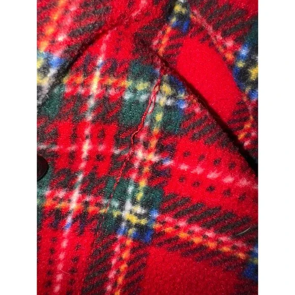 Lauren Ralph Lauren Red Plaid Fleece Pajama Set Women's XL Button Down Top Pants - Picture 10 of 10